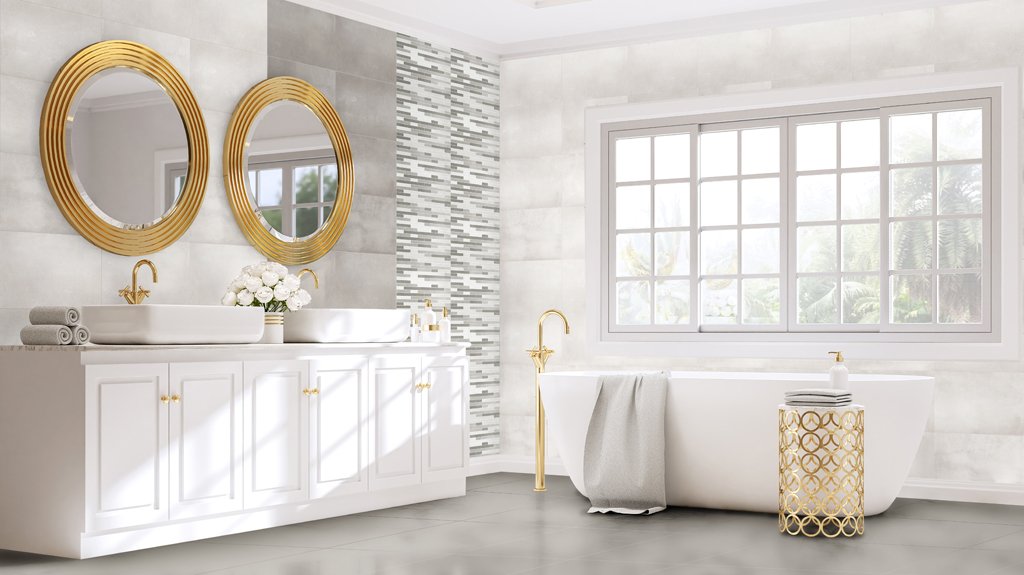 #Koupelna #beton #Moderní styl #šedá #Střední formát #Matný obklad #500 - 700 Kč/m2